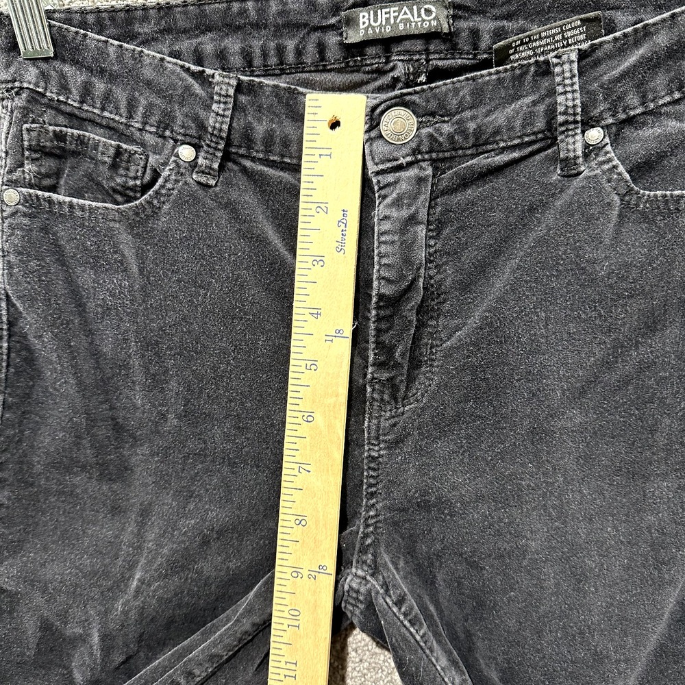 Buffalo David Bitton Velveteen Pants Women 8/29 Black Mid Rise‎ Skinny 5 Pocket - Picture 6 of 15